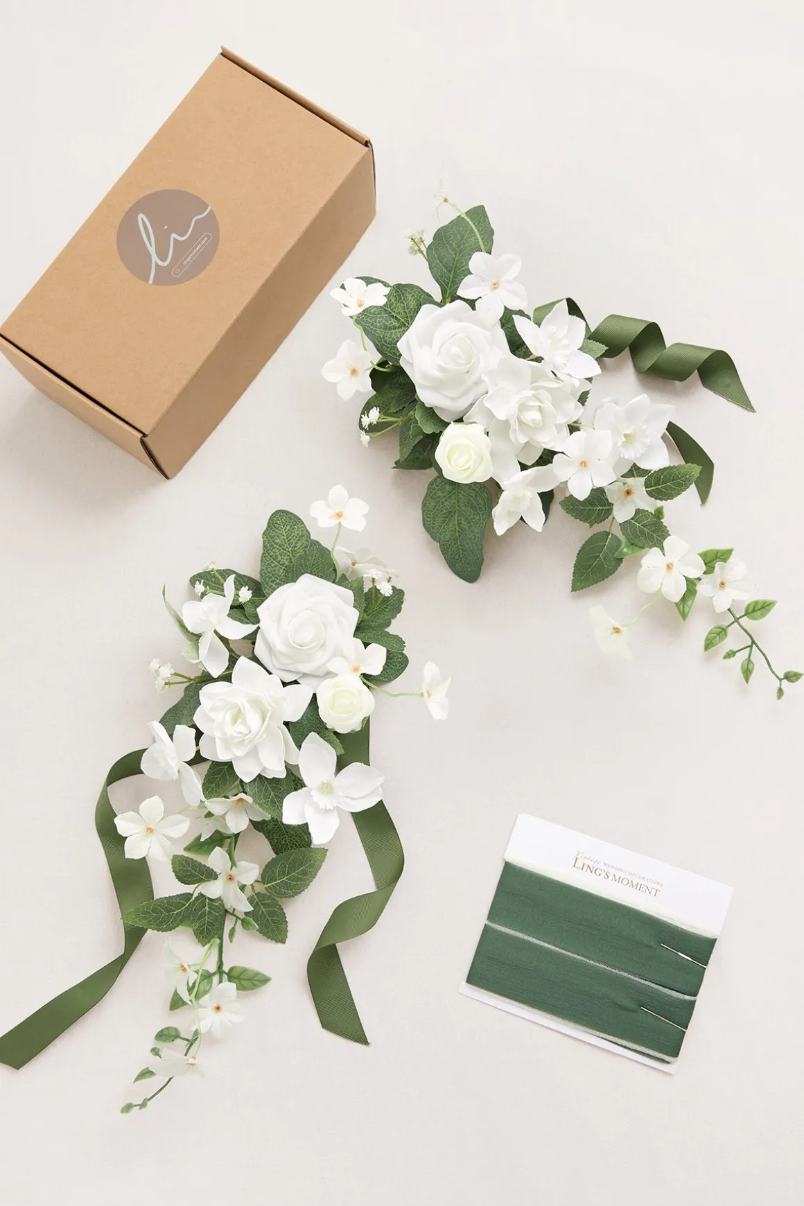 Wedding Aisle Decoration Pew Flowers in White & Sage
