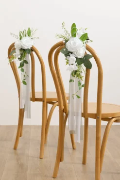 Wedding Aisle Decoration Pew Flowers in White & Sage