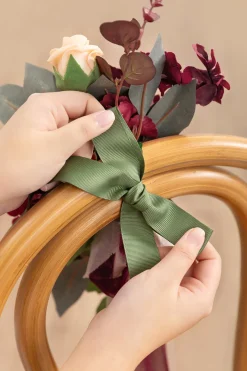 Wedding Aisle Decoration Pew Flowers in Black Baccara & Burgundy