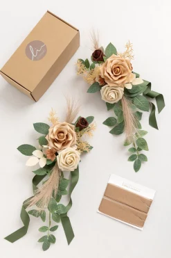 Wedding Aisle Decoration Pew Flowers in Beige & Sage | Clearance
