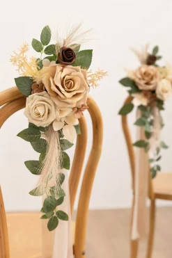 Wedding Aisle Decoration Pew Flowers in Beige & Sage | Clearance