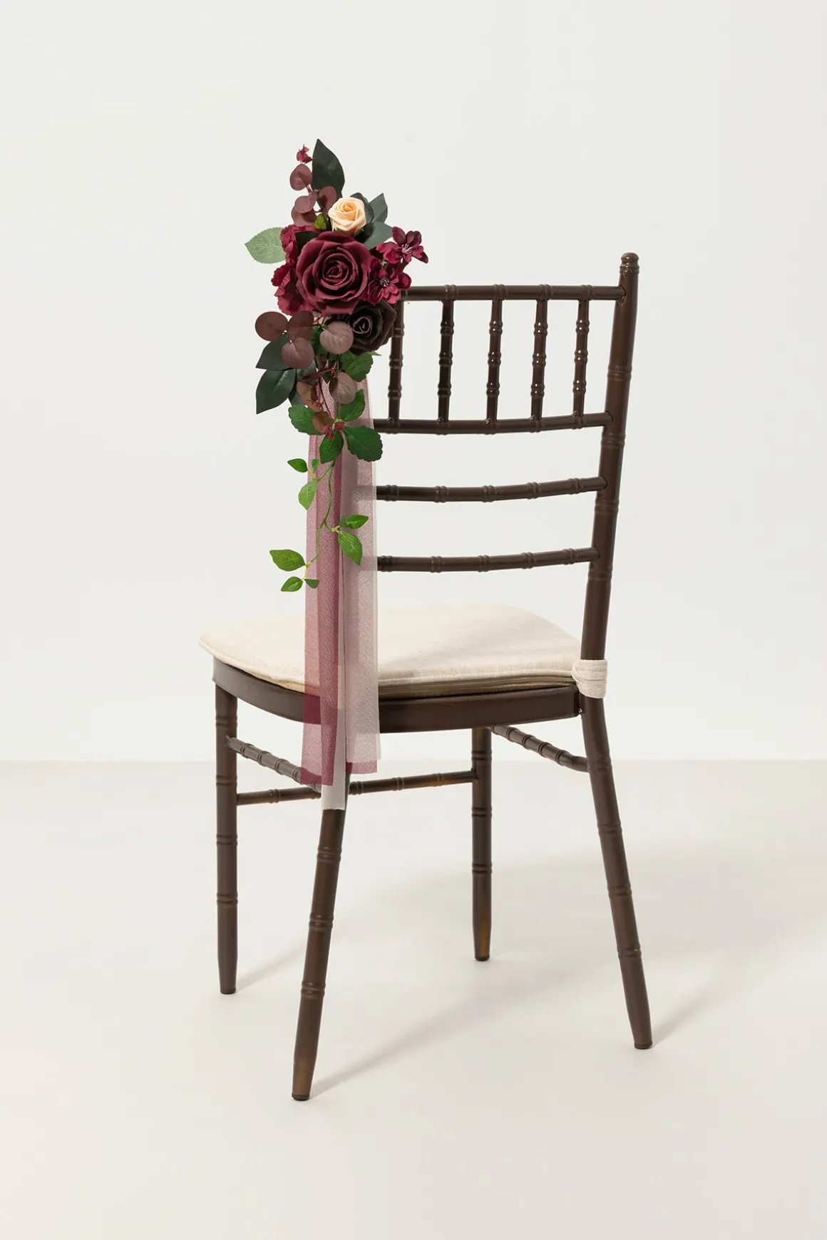 Wedding Aisle Decoration Pew Flowers in Black Baccara & Burgundy (Set of 8) | Clearance