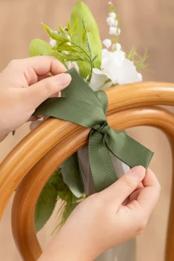 Wedding Aisle Decoration Pew Flowers in White & Sage (Set of 8)