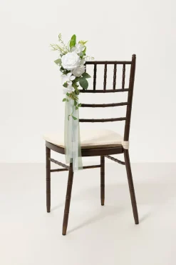 Wedding Aisle Decoration Pew Flowers in White & Sage (Set of 8)