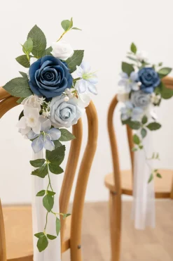 Wedding Aisle Decoration Pew Flowers in Dutch Blue & Powder Blue (Set of 8) | Clearance