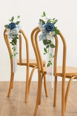 Wedding Aisle Decoration Pew Flowers in Dutch Blue & Powder Blue (Set of 8) | Clearance