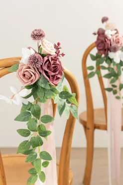 Wedding Aisle Decoration Pew Flowers in Dusty Rose & Mauve
