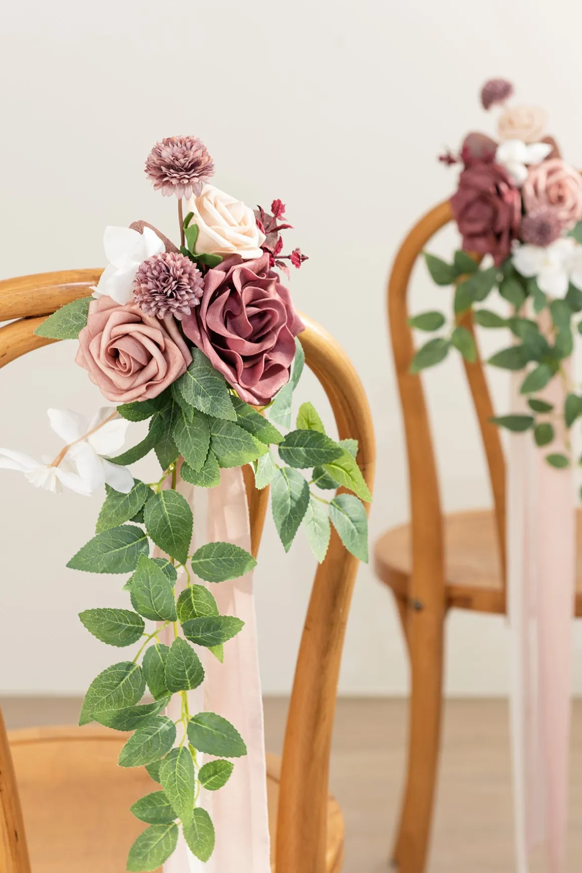Wedding Aisle Decoration Pew Flowers in Dusty Rose & Mauve