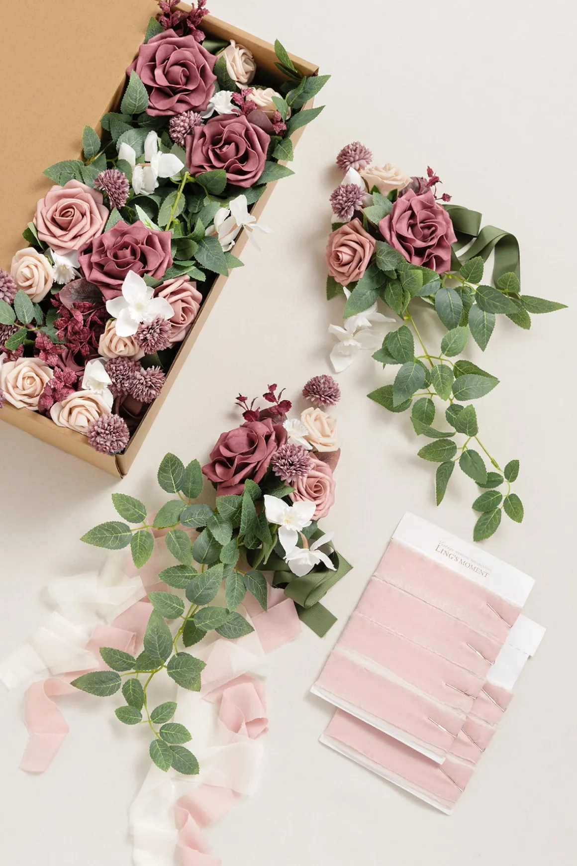 Wedding Aisle Decoration Pew Flowers in Dusty Rose & Mauve