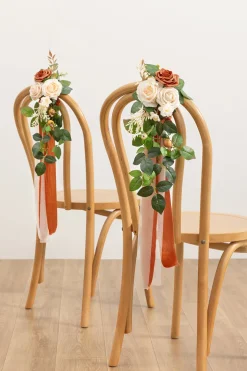 Wedding Aisle Decoration Pew Flowers in Burnt Orange & Cream | Clearance