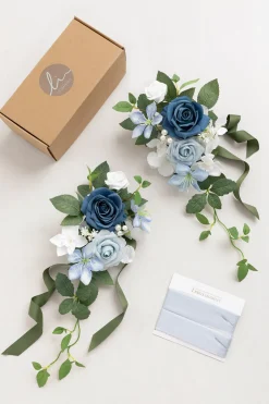 Wedding Aisle Decoration Pew Flowers in Dutch Blue & Powder Blue (Set of 2) | Clearance