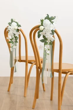 Wedding Aisle Decoration Pew Flowers in White & Sage - Gardenias (Set of 2) | Clearance