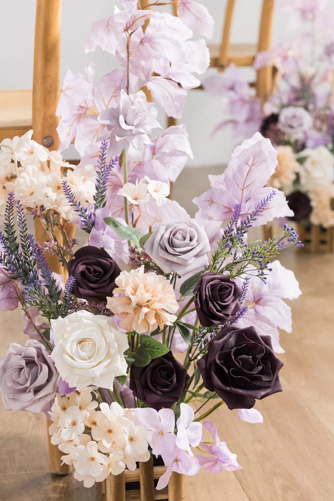 Wedding Aisle Runner Flower Arrangements in French Lavender & Plum | Clearance