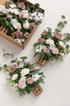 Wedding Aisle Runner Flower Arrangement in Dusty Rose & Cream