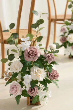 Wedding Aisle Runner Flower Arrangement in Dusty Rose & Cream