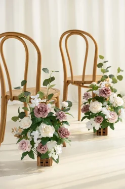 Wedding Aisle Runner Flower Arrangement in Dusty Rose & Cream