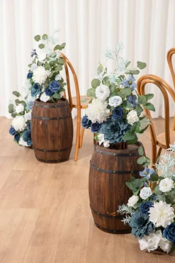 Wedding Aisle Runner Flower Arrangement in Dusty Blue & Navy