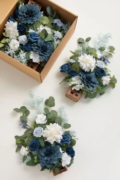 Wedding Aisle Runner Flower Arrangement in Dusty Blue & Navy