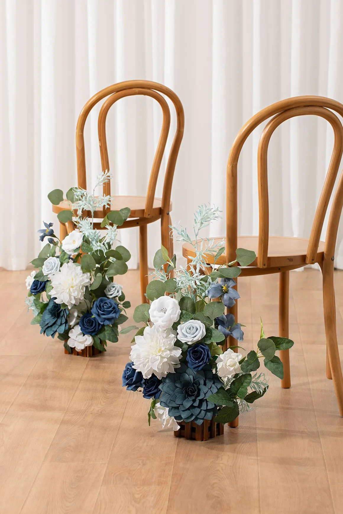 Wedding Aisle Runner Flower Arrangement in Dusty Blue & Navy