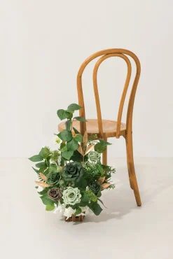 Wedding Aisle Runner Flower Arrangements in Forest Green & Gold | Clearance