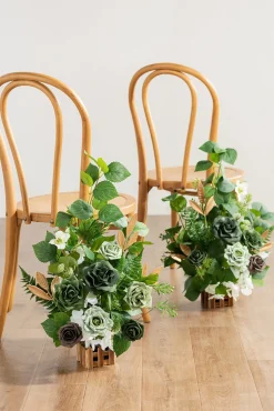 Wedding Aisle Runner Flower Arrangements in Forest Green & Gold | Clearance