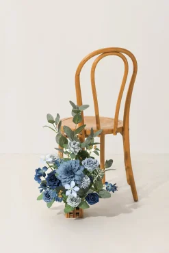 Wedding Aisle Runner Flower Arrangements in Dutch Blue & Navy Blue