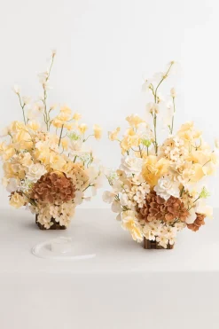 Wedding Aisle Runner Flower Arrangement in Cream & Butter Yellow
