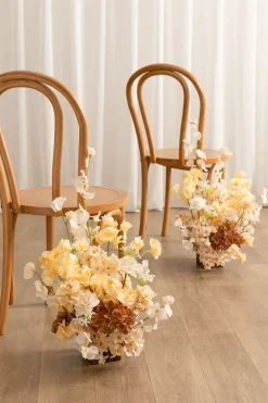 Wedding Aisle Runner Flower Arrangement in Cream & Butter Yellow
