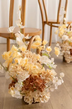 Wedding Aisle Runner Flower Arrangement in Cream & Butter Yellow