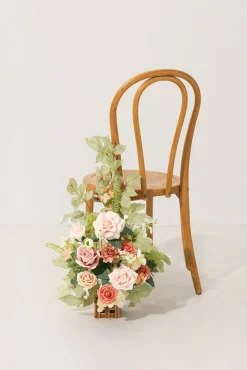 Wedding Aisle Runner Flower Arrangements in Garden Blush