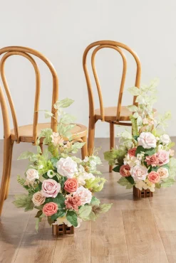 Wedding Aisle Runner Flower Arrangements in Garden Blush