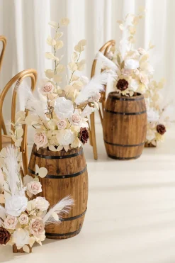 Wedding Aisle Runner Flower Arrangement in White & Beige | Clearance