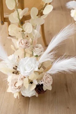 Wedding Aisle Runner Flower Arrangement in White & Beige | Clearance