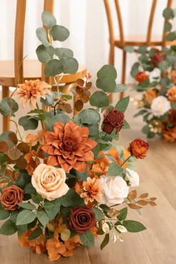 Wedding Aisle Runner Flower Arrangement in Caramel & Burnt Orange | Clearance