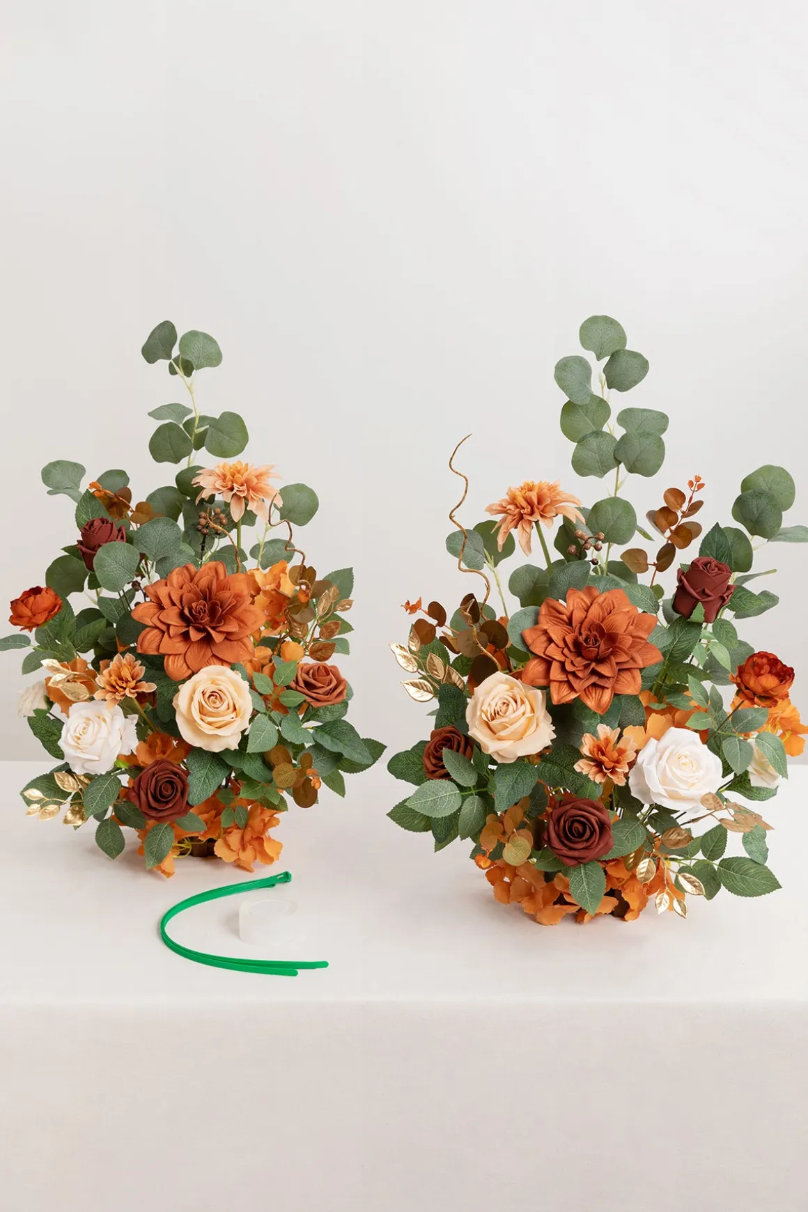 Wedding Aisle Runner Flower Arrangement in Caramel & Burnt Orange | Clearance