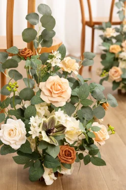 Wedding Aisle Runner Flower Arrangement in Apricot & Soft Peach | Clearance