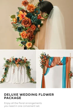 Wedding Flower Packages in Dark Teal & Burnt Orange