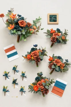 Wedding Flower Packages in Dark Teal & Burnt Orange