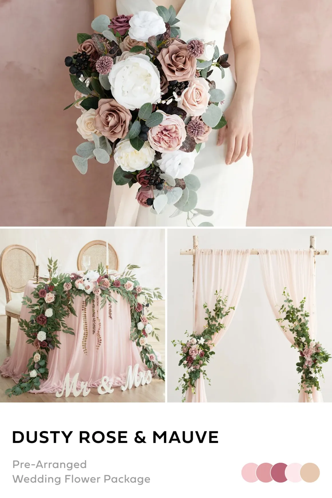 Wedding Flower Packages in Dusty Rose & Mauve