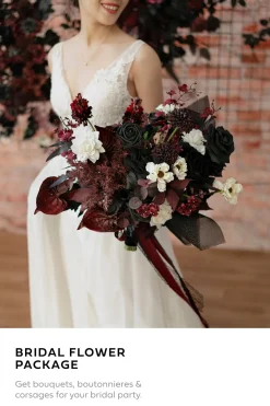 Wedding Flower Packages in Moody Burgundy & Black