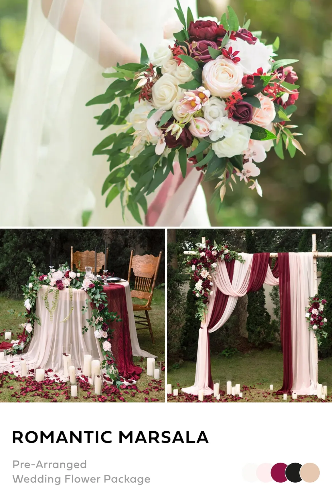 Wedding Flower Packages in Romantic Marsala