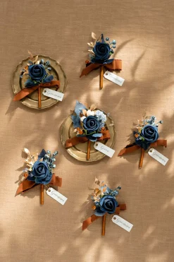 Wedding Flower Packages in Russet Orange & Denim Blue