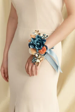 Wedding Flower Packages in Russet Orange & Denim Blue