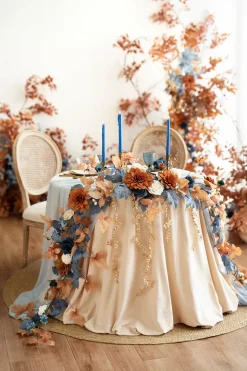 Wedding Flower Packages in Russet Orange & Denim Blue