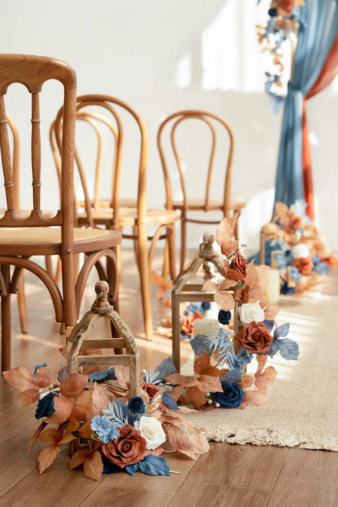Wedding Flower Packages in Russet Orange & Denim Blue