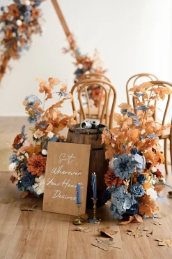 Wedding Flower Packages in Russet Orange & Denim Blue