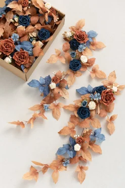 Wedding Hanging Chair Back Decoration in Russet Orange & Denim Blue