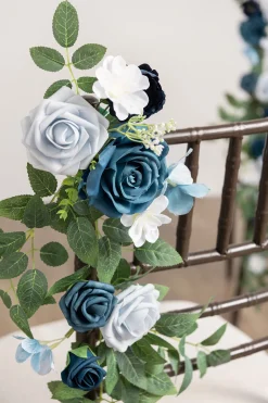 Wedding Hanging Chair Back Decoration in Dusty Blue & Navy | Clearance