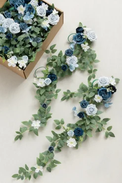 Wedding Hanging Chair Back Decoration in Dusty Blue & Navy | Clearance