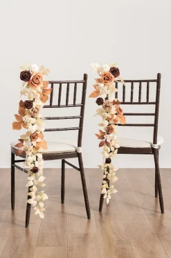 Wedding Hanging Chair Back Decoration in Walnut Brown & Sand Beige | Clearance